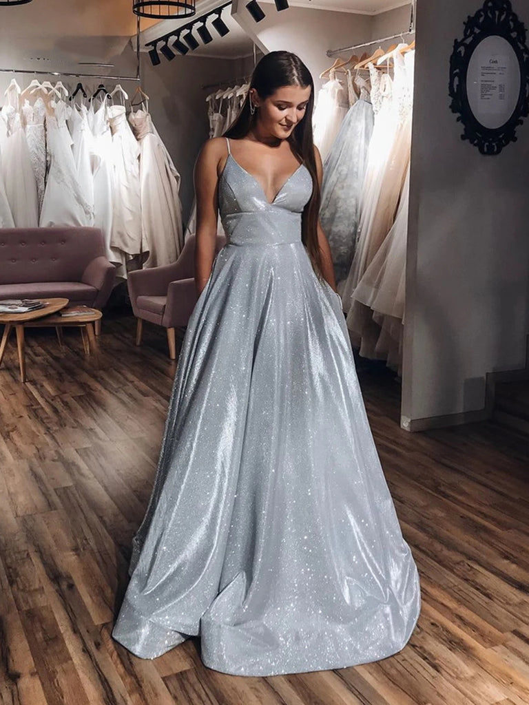 silver evening dress
